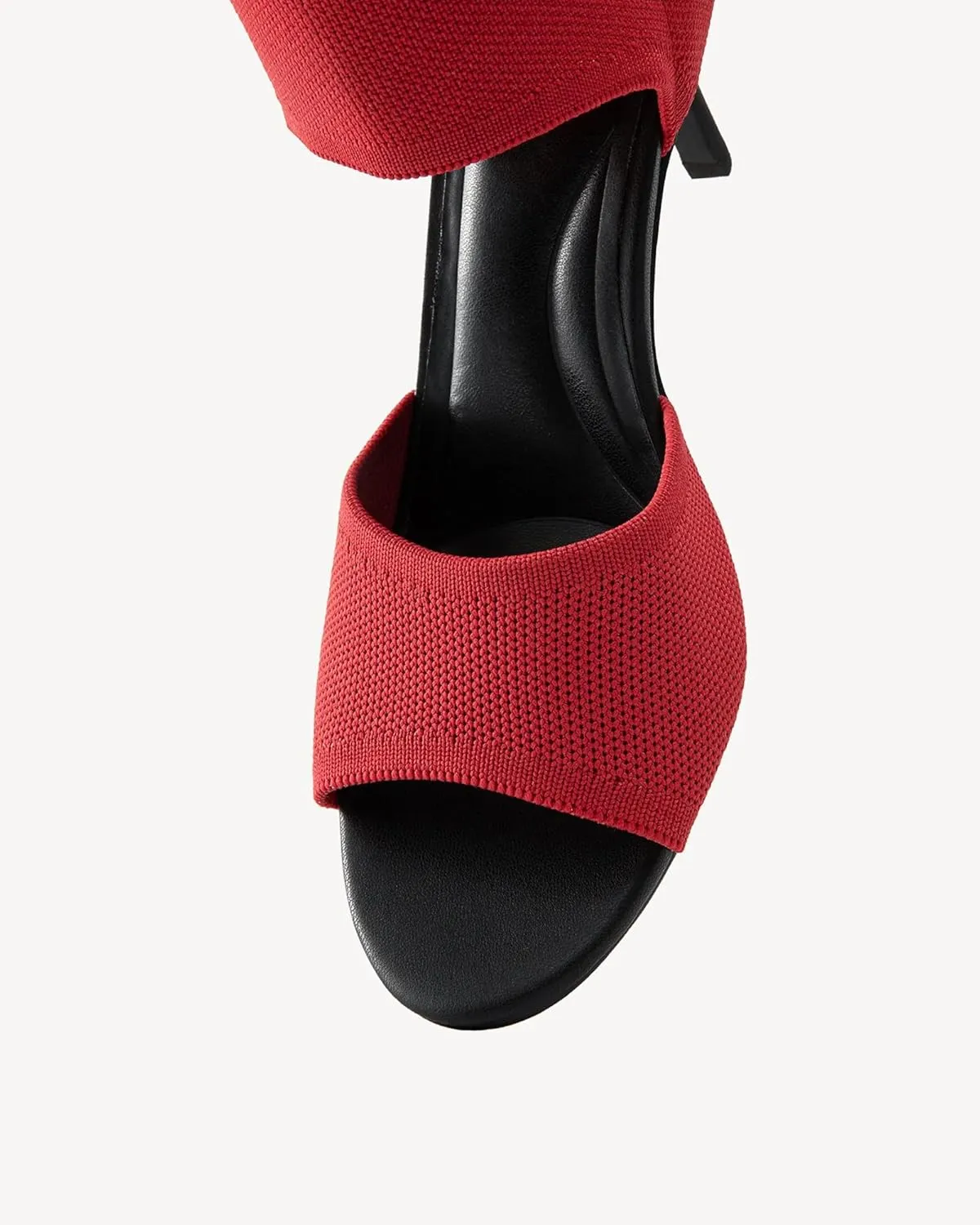 Mousse Fit Women Retro Peep Toe Elegant Stiletto Low Heeled Sandals Breathable Mesh Knit Elastic Design Upper Comfortable Shoes