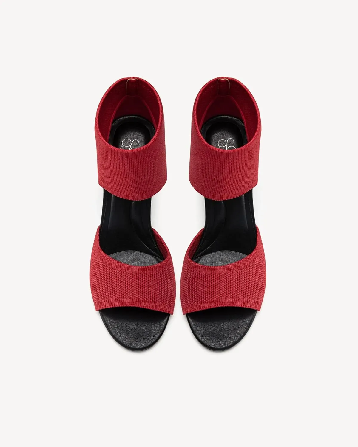 Mousse Fit Women Retro Peep Toe Elegant Stiletto Low Heeled Sandals Breathable Mesh Knit Elastic Design Upper Comfortable Shoes