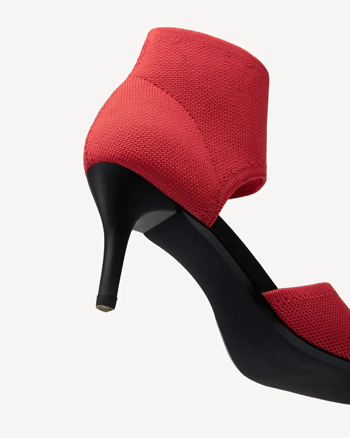 Mousse Fit Women Retro Peep Toe Elegant Stiletto Low Heeled Sandals Breathable Mesh Knit Elastic Design Upper Comfortable Shoes