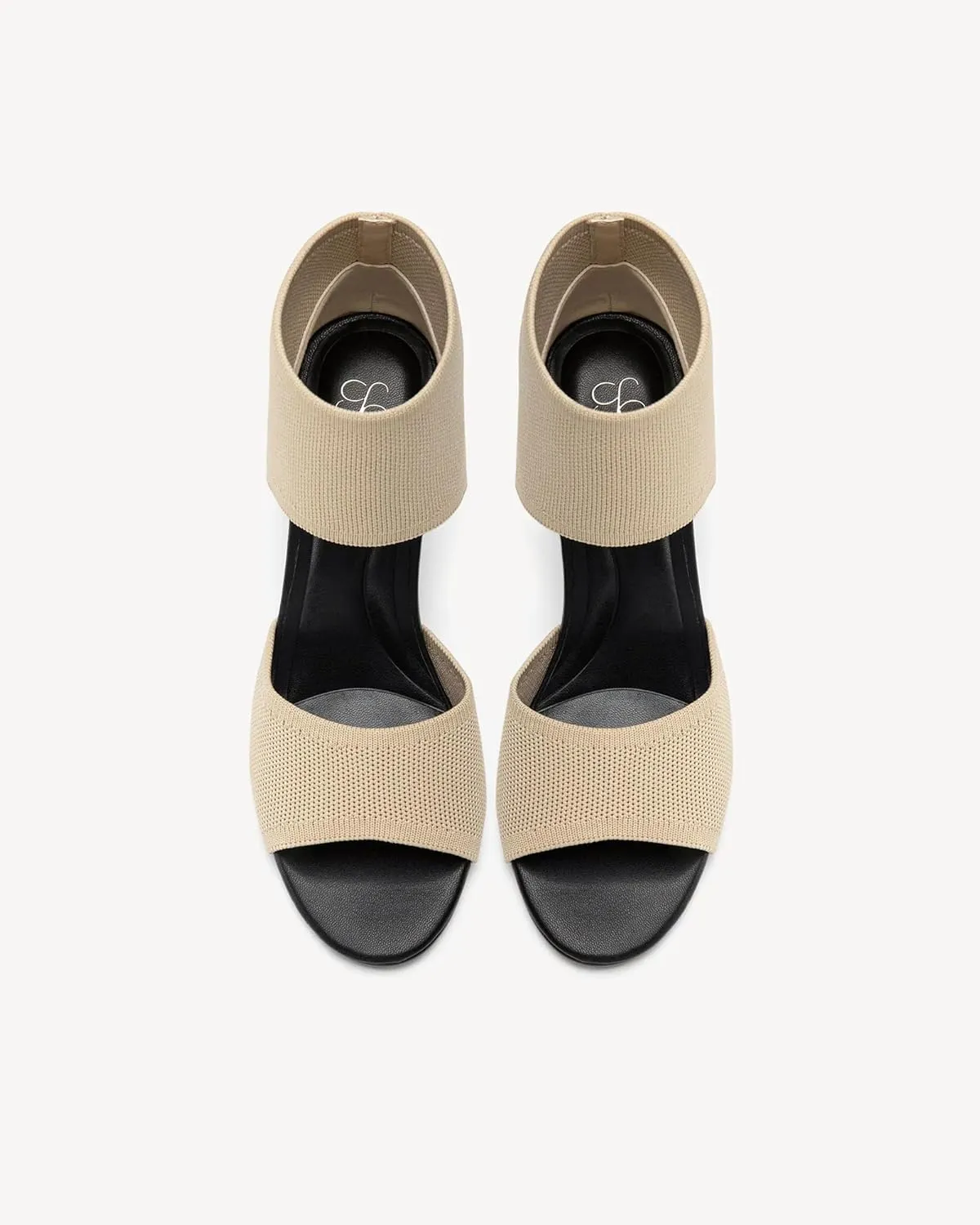 Mousse Fit Women Retro Peep Toe Elegant Stiletto Low Heeled Sandals Breathable Mesh Knit Elastic Design Upper Comfortable Shoes