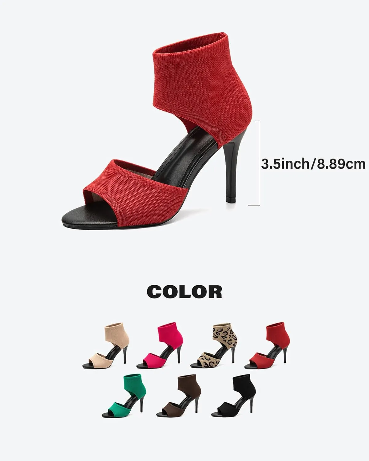 Mousse Fit Women Retro Peep Toe Elegant Stiletto Low Heeled Sandals Breathable Mesh Knit Elastic Design Upper Comfortable Shoes