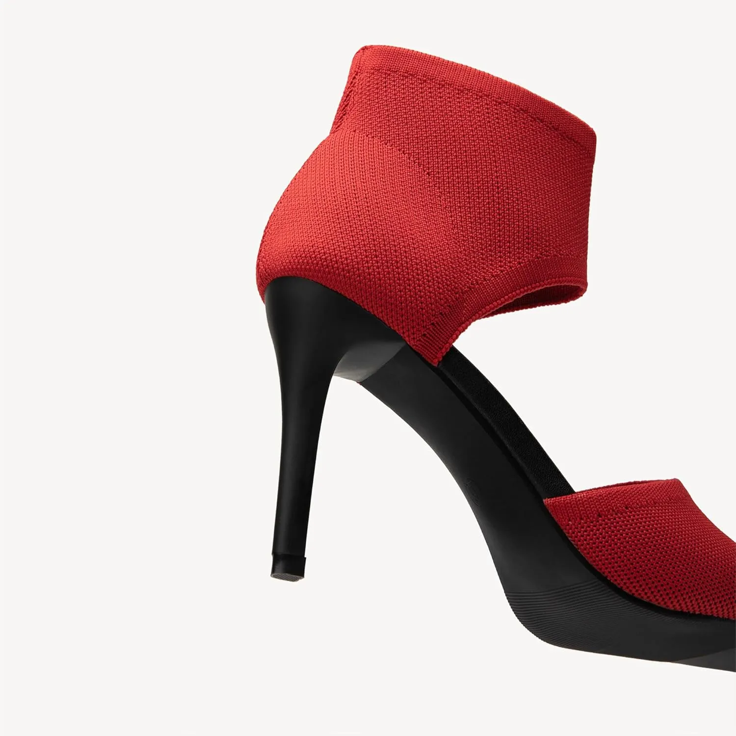 Mousse Fit Women Retro Peep Toe Elegant Stiletto Low Heeled Sandals Breathable Mesh Knit Elastic Design Upper Comfortable Shoes