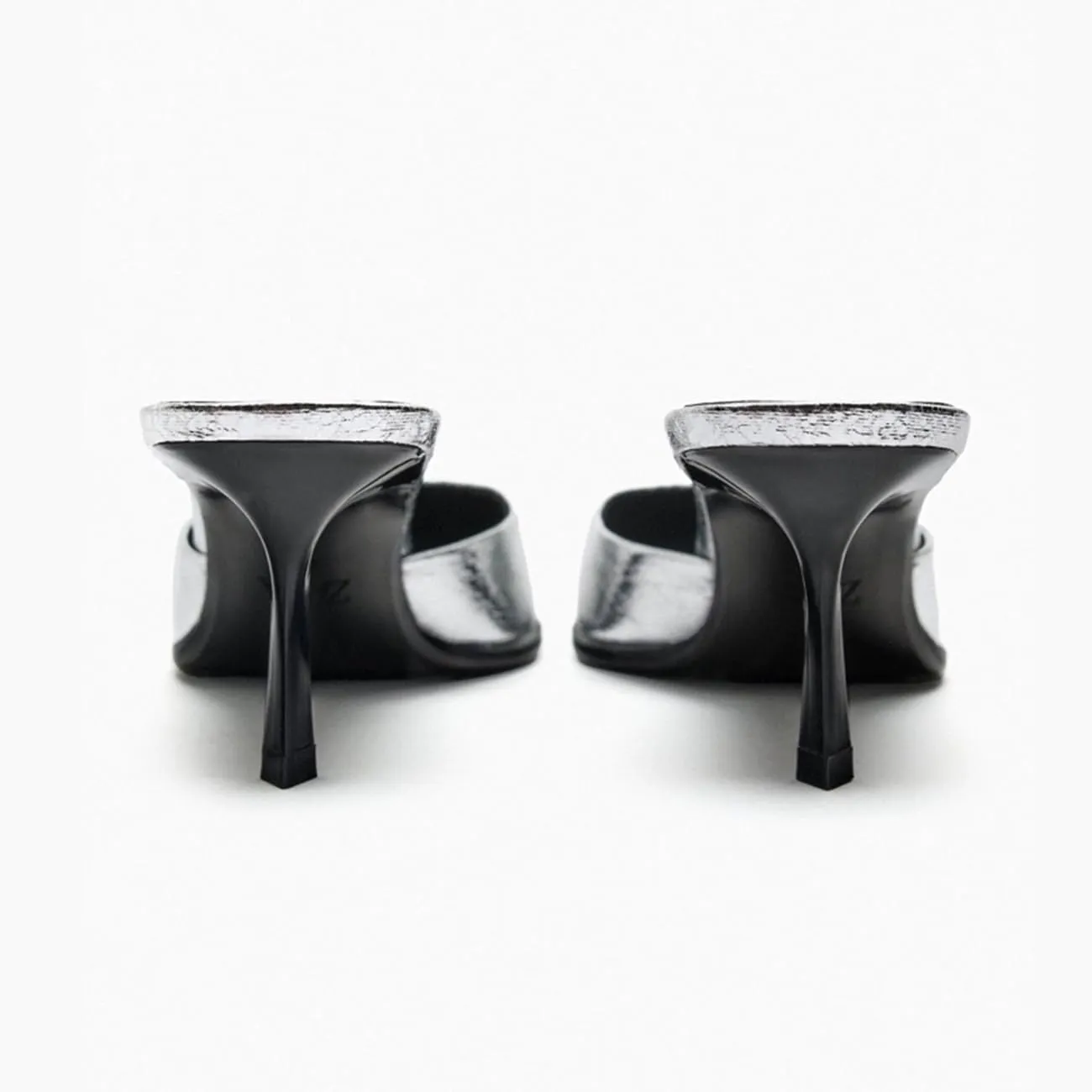 MRKEWUNEY Buckle Heeled Mules for Women Metallic Slip On Mules