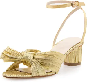 MUCCCUTE Women's Bow Knot Heeled Sandals Ankle Buckle Strap Chunky Heeled Open-toe Comfortable Wedding Party Fashion Heeled