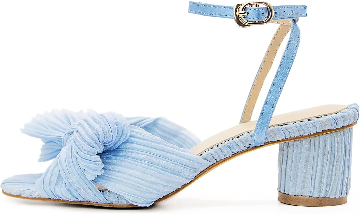 MUCCCUTE Women's Bow Knot Heeled Sandals Ankle Buckle Strap Chunky Heeled Open-toe Comfortable Wedding Party Fashion Heeled