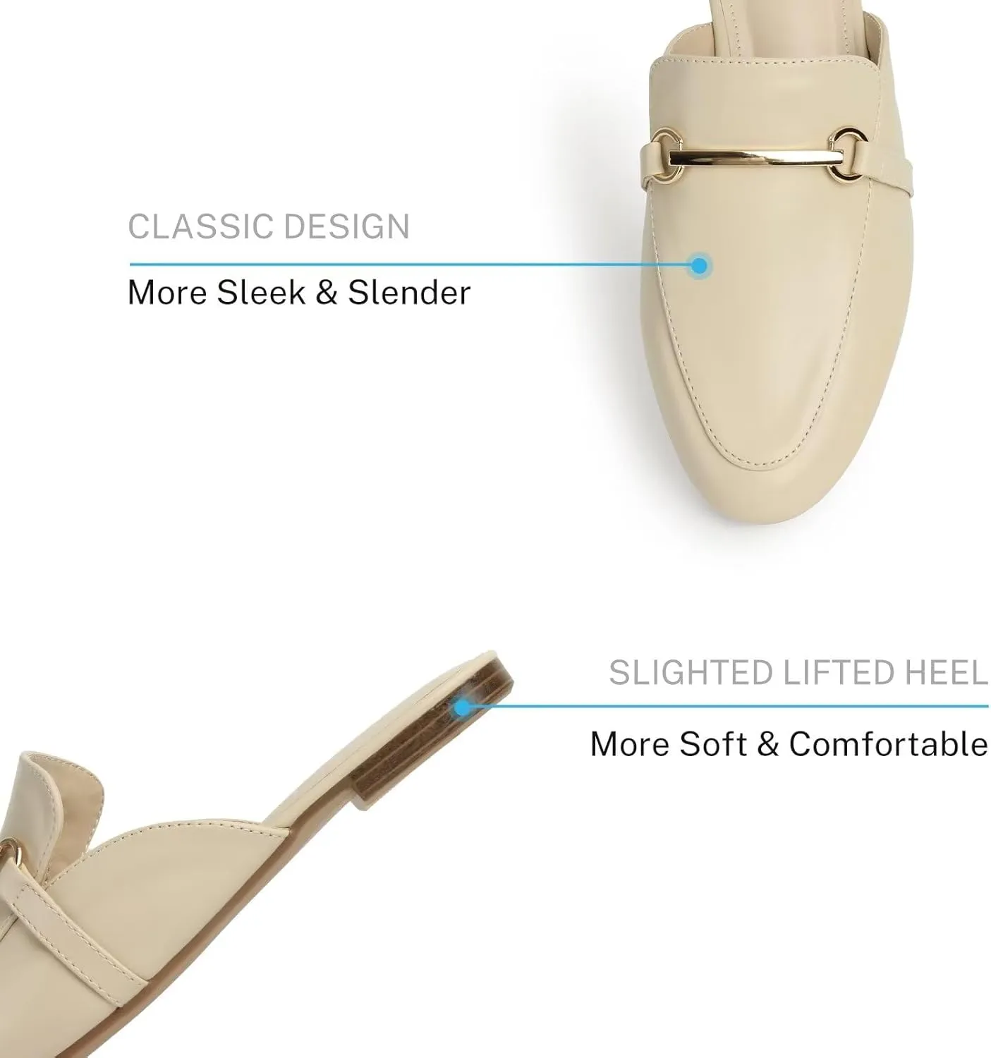 MUSSHOE Mules for Woman Buckle Flats Comfortable Slip on Women Mules Flats Shoes Backless Loafers