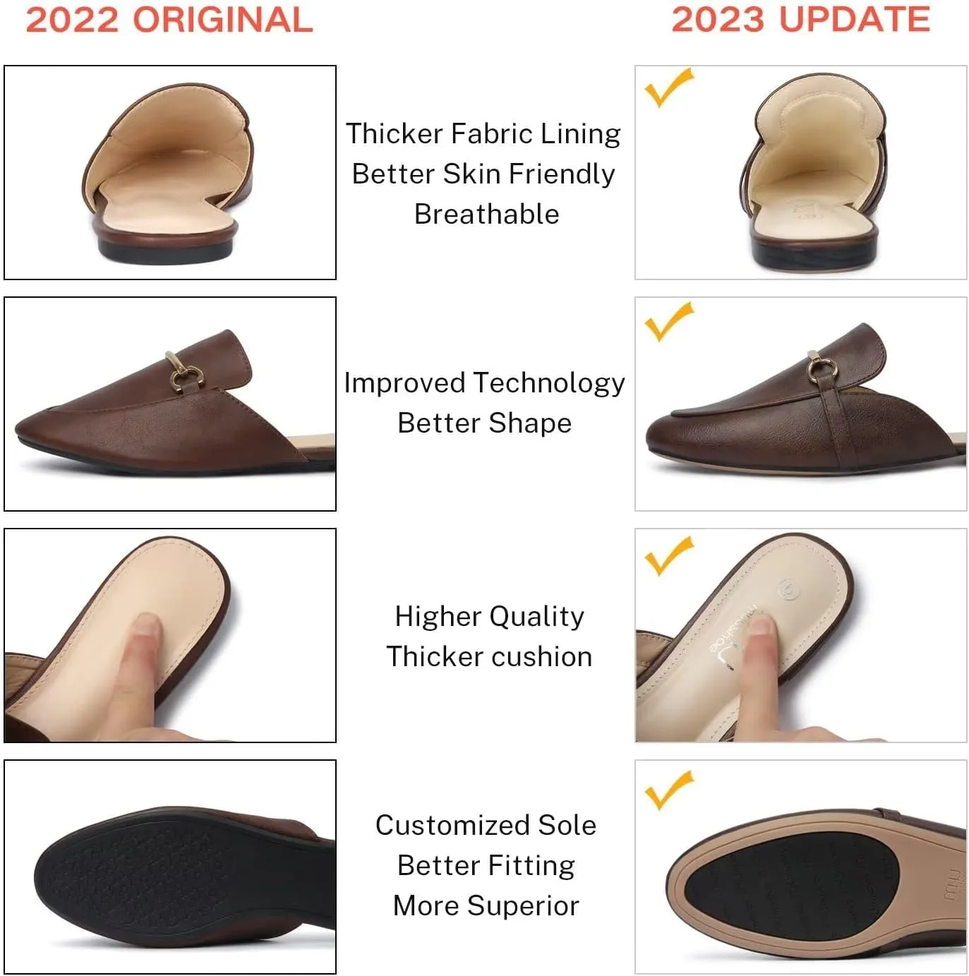 MUSSHOE Mules for Woman Buckle Flats Comfortable Slip on Women Mules Flats Shoes Backless Loafers