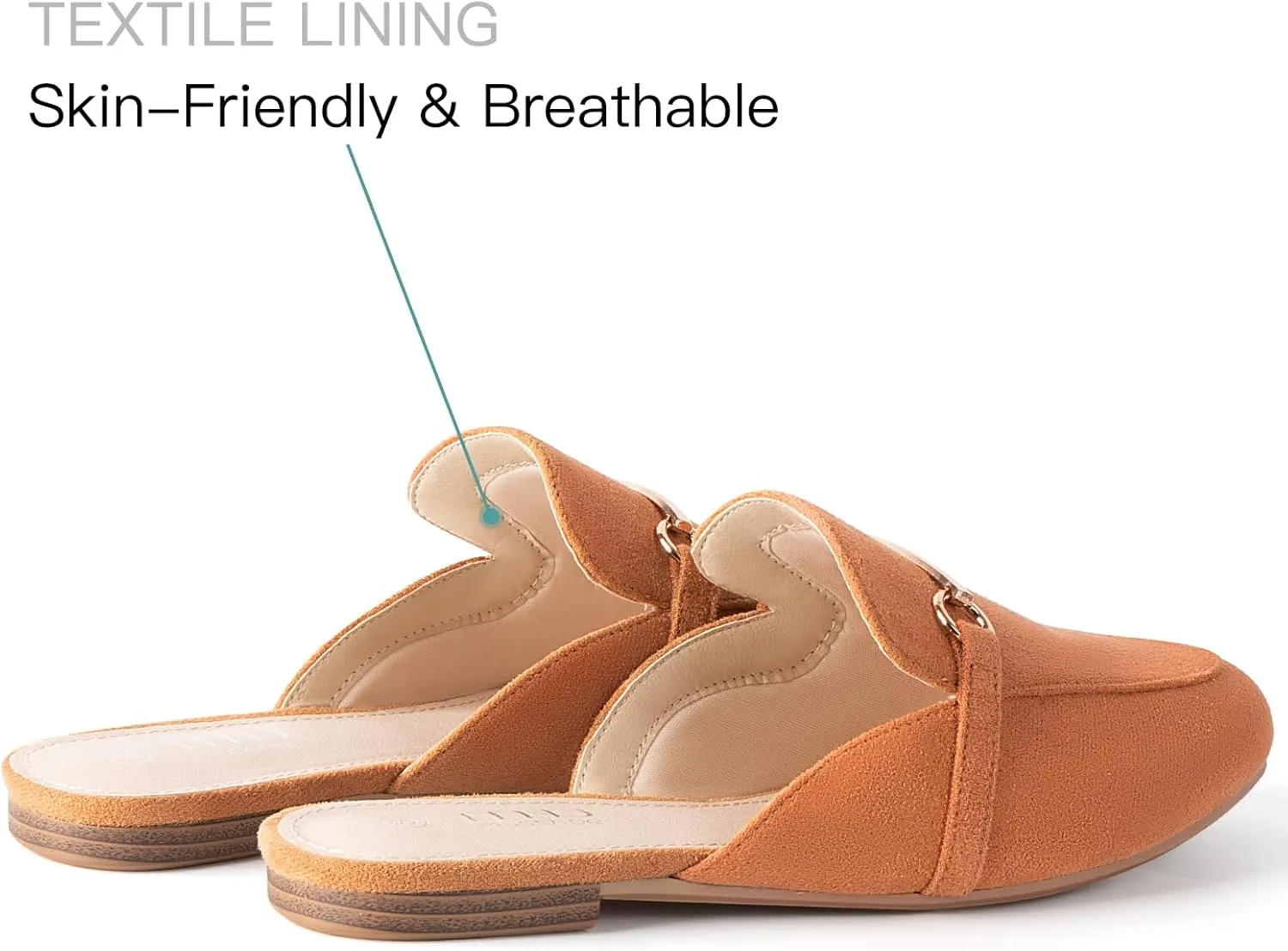 MUSSHOE Mules for Woman Buckle Flats Comfortable Slip on Women Mules Flats Shoes Backless Loafers