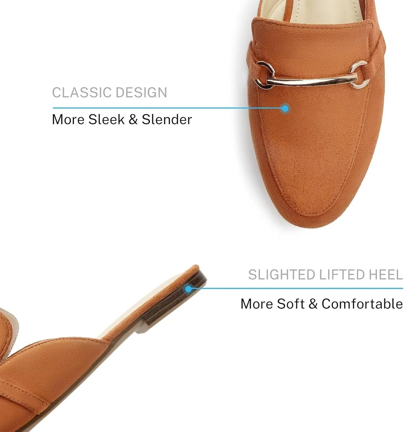 MUSSHOE Mules for Woman Buckle Flats Comfortable Slip on Women Mules Flats Shoes Backless Loafers