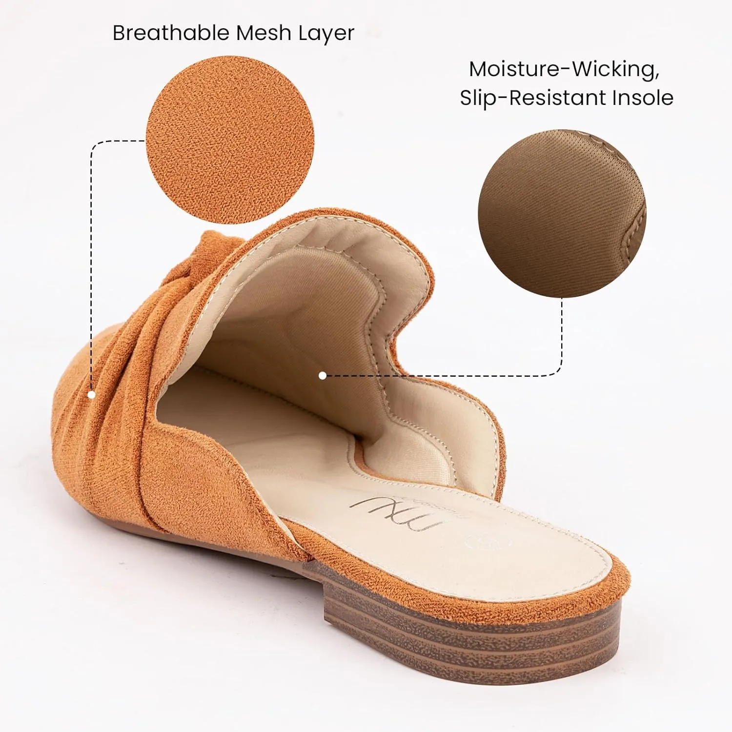 MUSSHOE Mules for Women Flats Comfortable Pointed Toe Slip on Women Mules Flats…