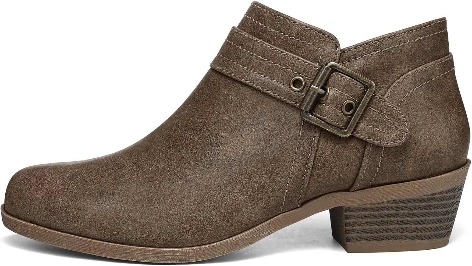mysoft Women's Ankle Boots Low Chunky Stacked Heel Comfortable Round Toe booties with Side Zipper Shoes