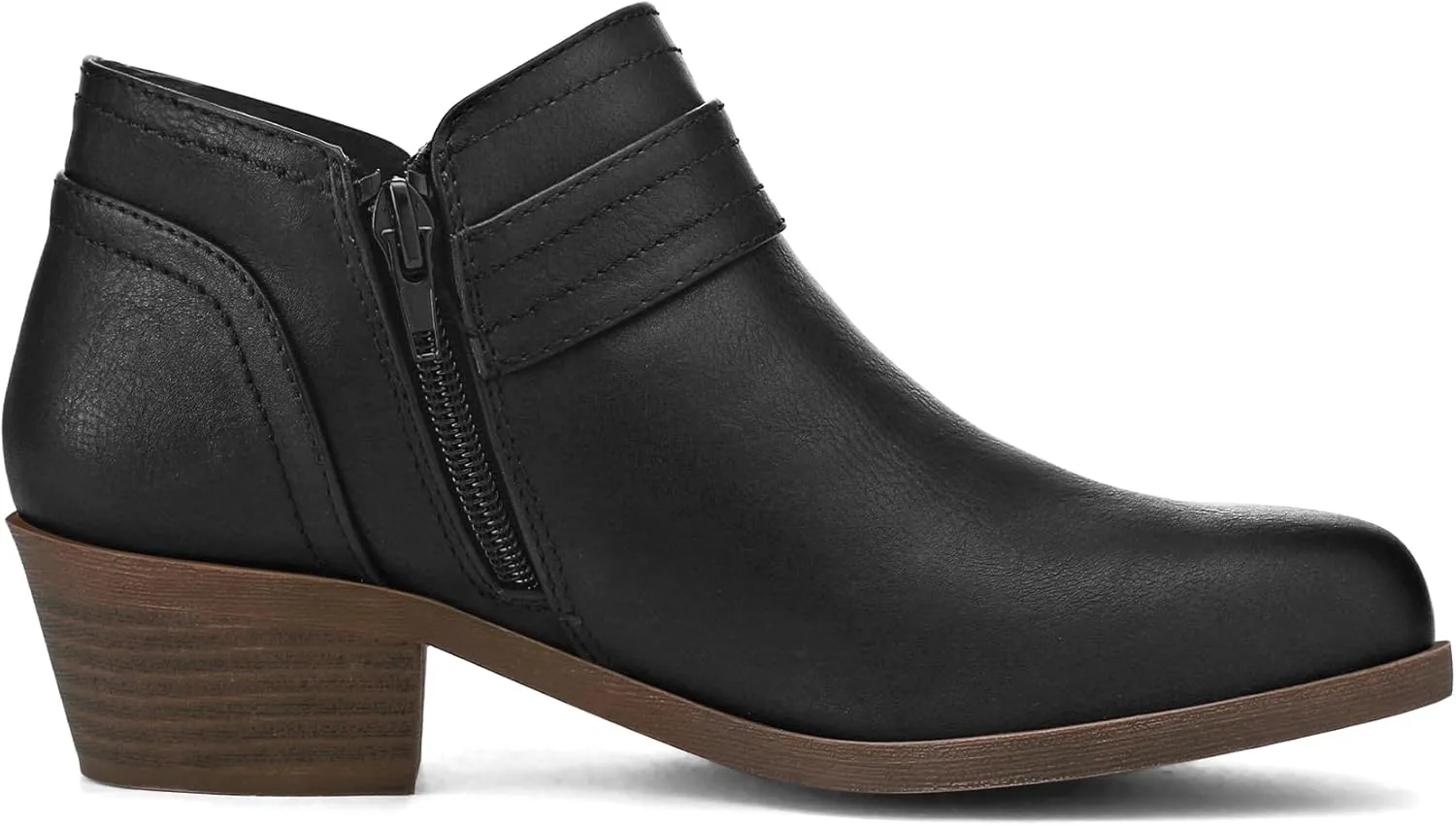 mysoft Women's Ankle Boots Low Chunky Stacked Heel Comfortable Round Toe booties with Side Zipper Shoes