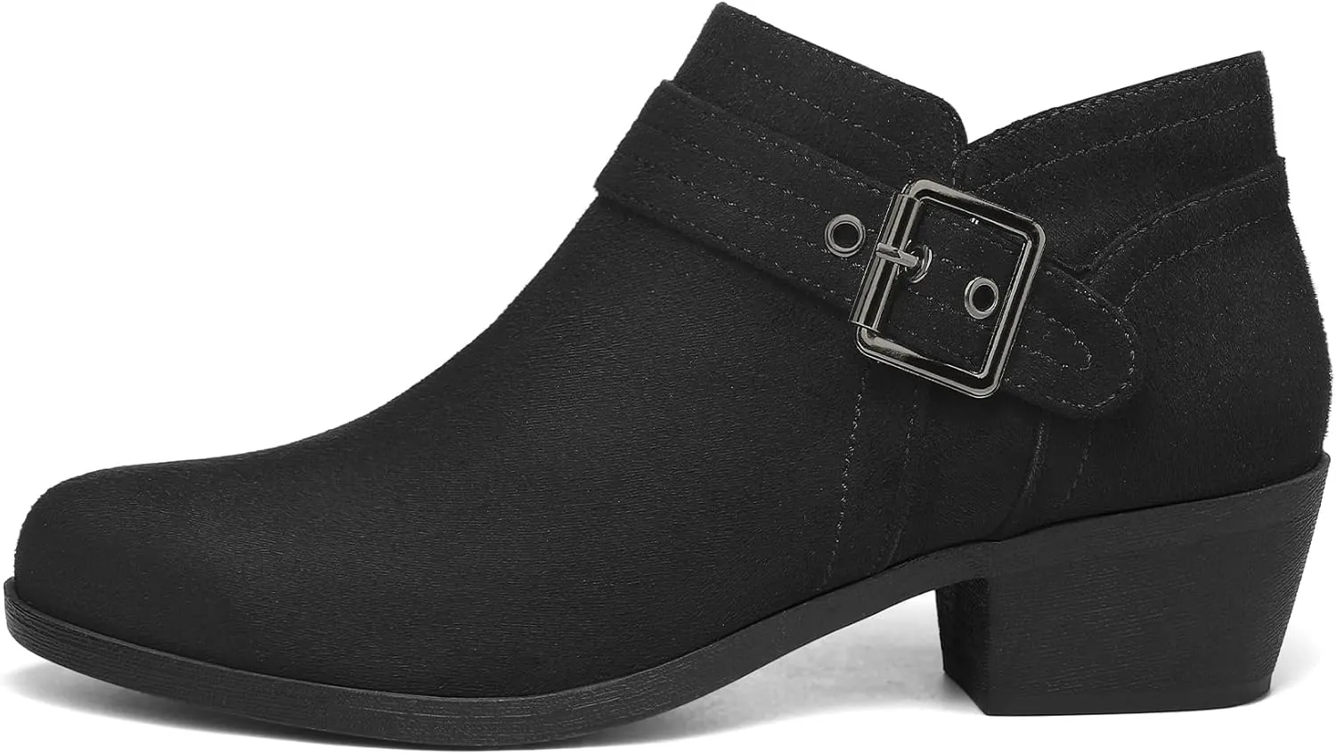 mysoft Women's Ankle Boots Low Chunky Stacked Heel Comfortable Round Toe booties with Side Zipper Shoes