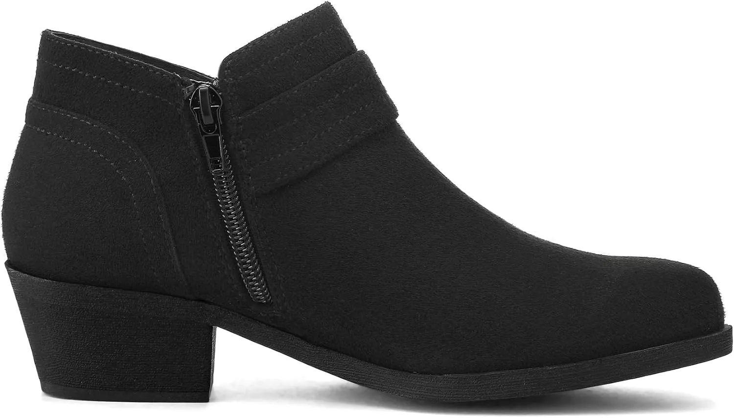 mysoft Women's Ankle Boots Low Chunky Stacked Heel Comfortable Round Toe booties with Side Zipper Shoes