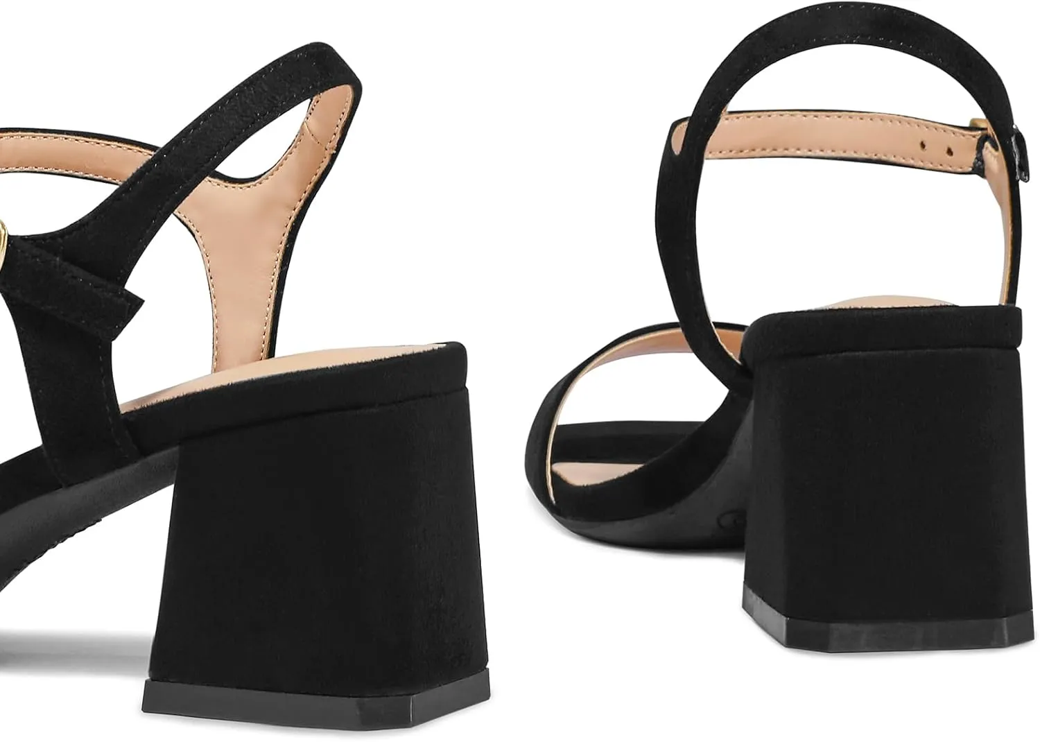 mysoft Women's Chunky Block Low Heels Open Toe Ankle Strap Heeled Sandals Comfortable Square Toe Wedding Party Dress Pump Shoes