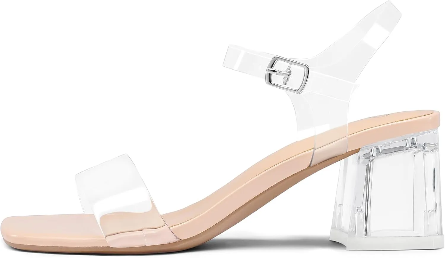 mysoft Women's Chunky Block Low Heels Open Toe Ankle Strap Heeled Sandals Comfortable Square Toe Wedding Party Dress Pump Shoes