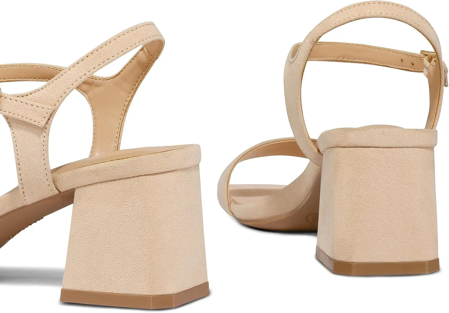 mysoft Women's Chunky Block Low Heels Open Toe Ankle Strap Heeled Sandals Comfortable Square Toe Wedding Party Dress Pump Shoes