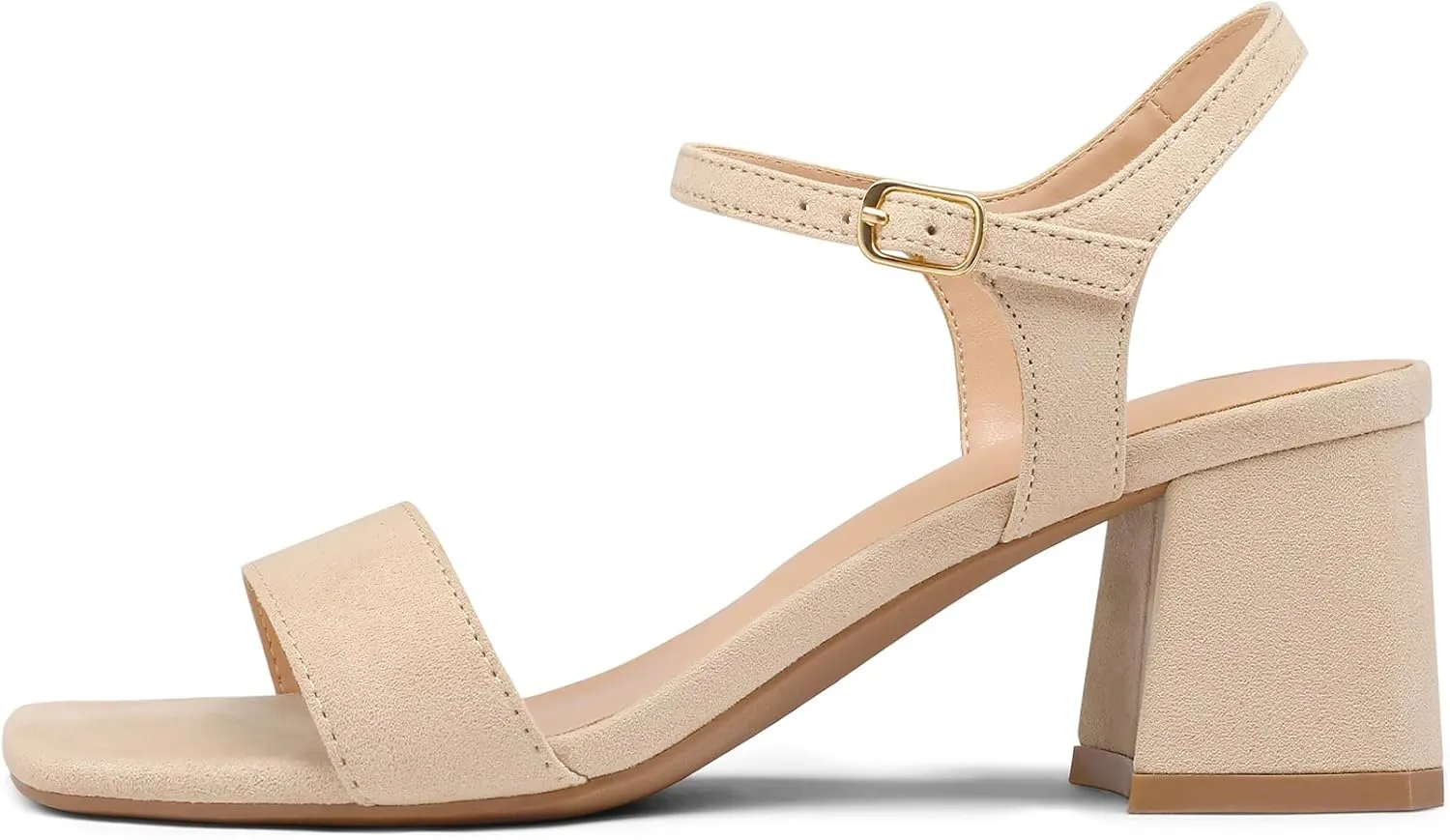 mysoft Women's Chunky Block Low Heels Open Toe Ankle Strap Heeled Sandals Comfortable Square Toe Wedding Party Dress Pump Shoes