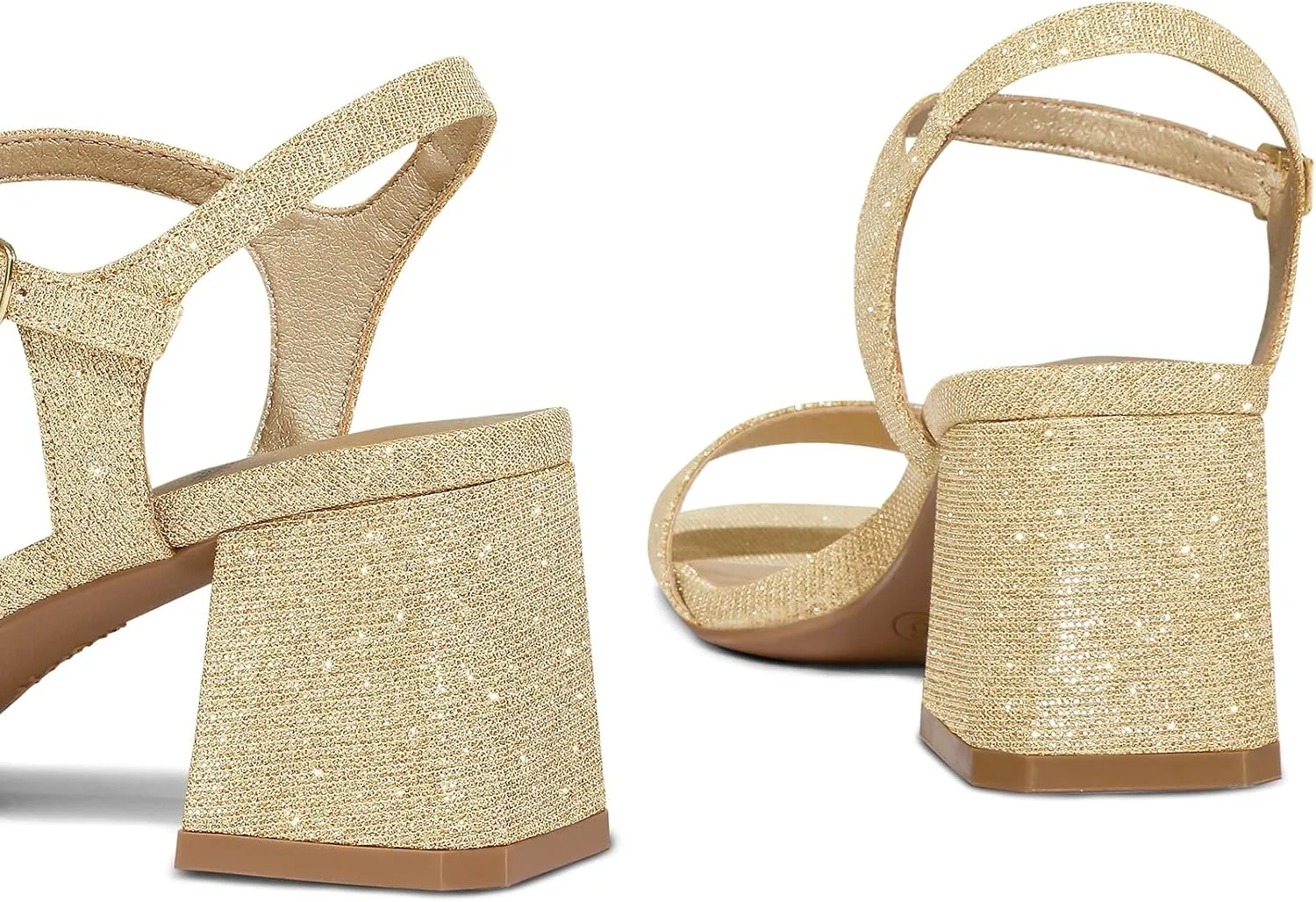 mysoft Women's Chunky Block Low Heels Open Toe Ankle Strap Heeled Sandals Comfortable Square Toe Wedding Party Dress Pump Shoes