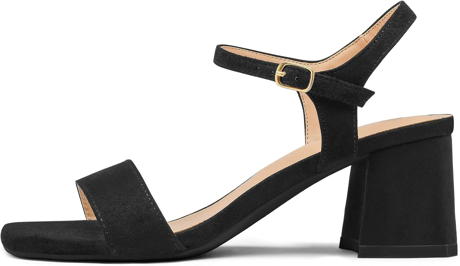 mysoft Women's Chunky Block Low Heels Open Toe Ankle Strap Heeled Sandals Comfortable Square Toe Wedding Party Dress Pump Shoes