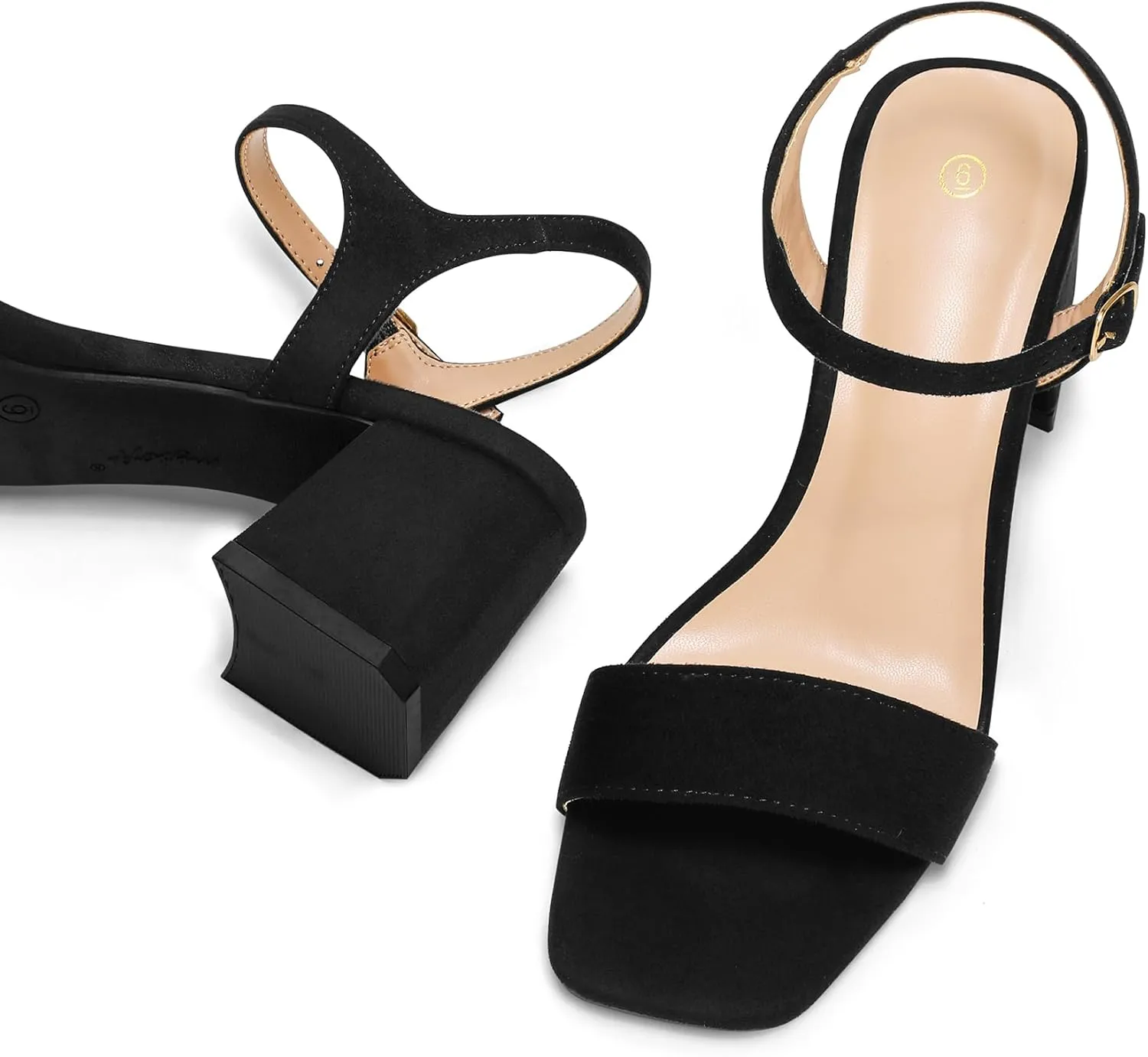 mysoft Women's Chunky Block Low Heels Open Toe Ankle Strap Heeled Sandals Comfortable Square Toe Wedding Party Dress Pump Shoes