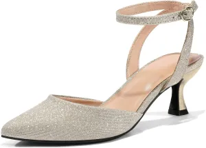 mysoft Women's Pumps Shoes Ankle Strap 2 Inch Kitten Heels Sexy Pointed Toe Wedding Party Dress Sandals