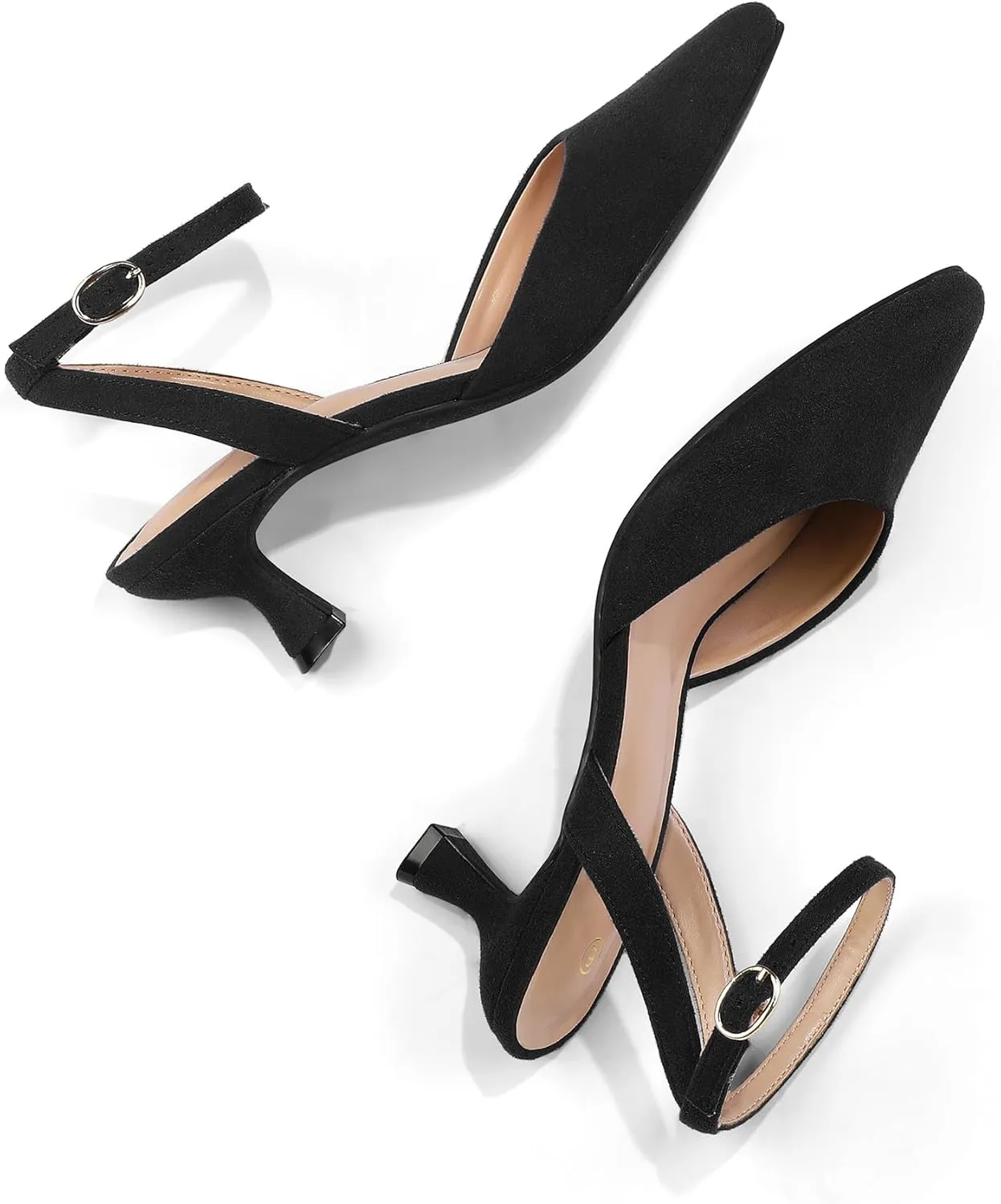 mysoft Women's Pumps Shoes Ankle Strap 2 Inch Kitten Heels Sexy Pointed Toe Wedding Party Dress Sandals