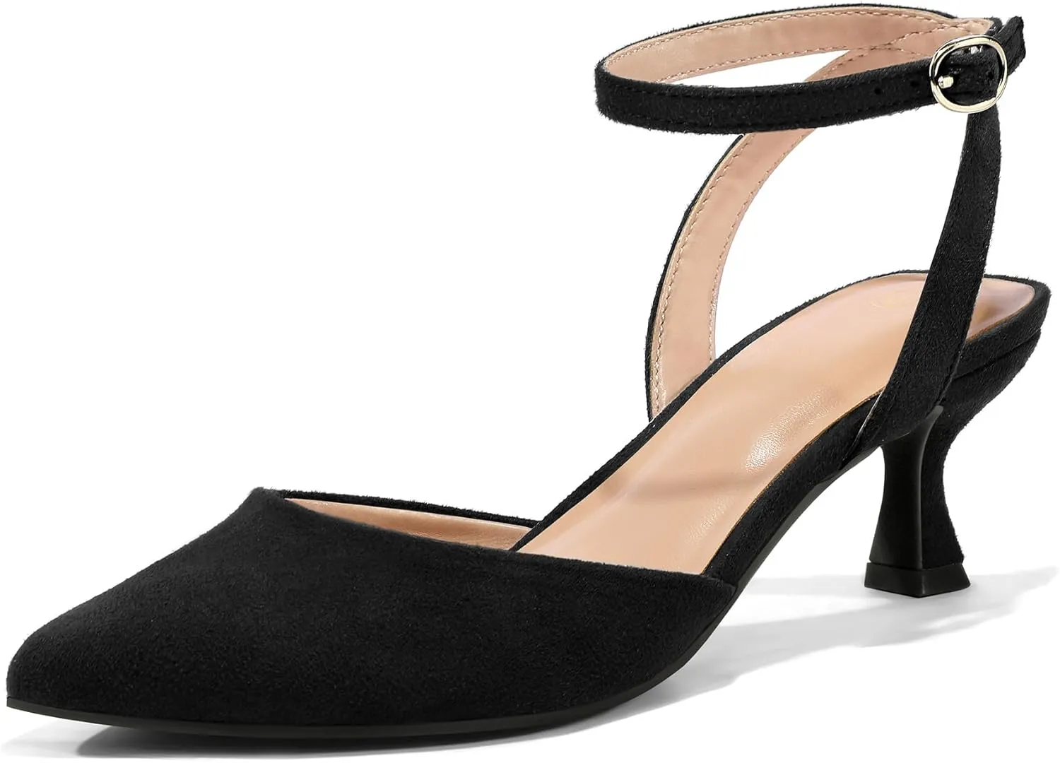 mysoft Women's Pumps Shoes Ankle Strap 2 Inch Kitten Heels Sexy Pointed Toe Wedding Party Dress Sandals