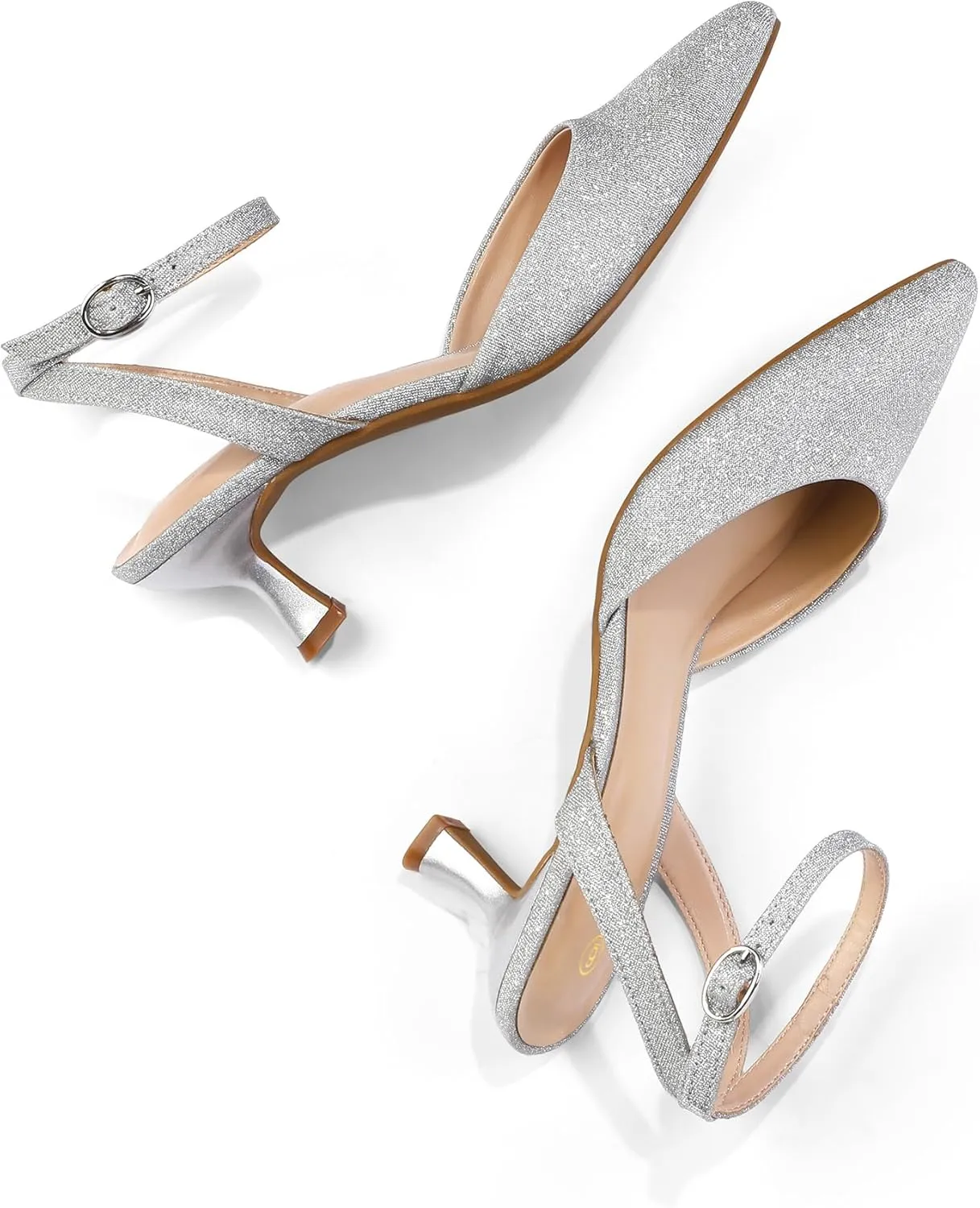 mysoft Women's Pumps Shoes Ankle Strap 2 Inch Kitten Heels Sexy Pointed Toe Wedding Party Dress Sandals
