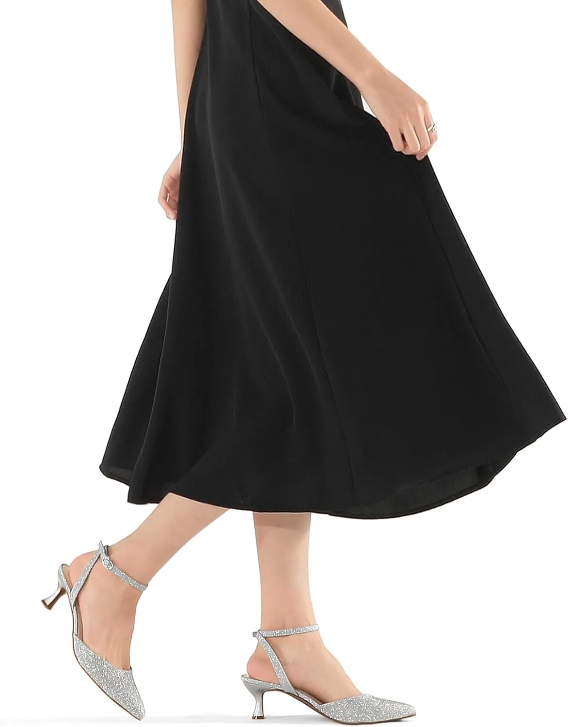 mysoft Women's Pumps Shoes Ankle Strap 2 Inch Kitten Heels Sexy Pointed Toe Wedding Party Dress Sandals