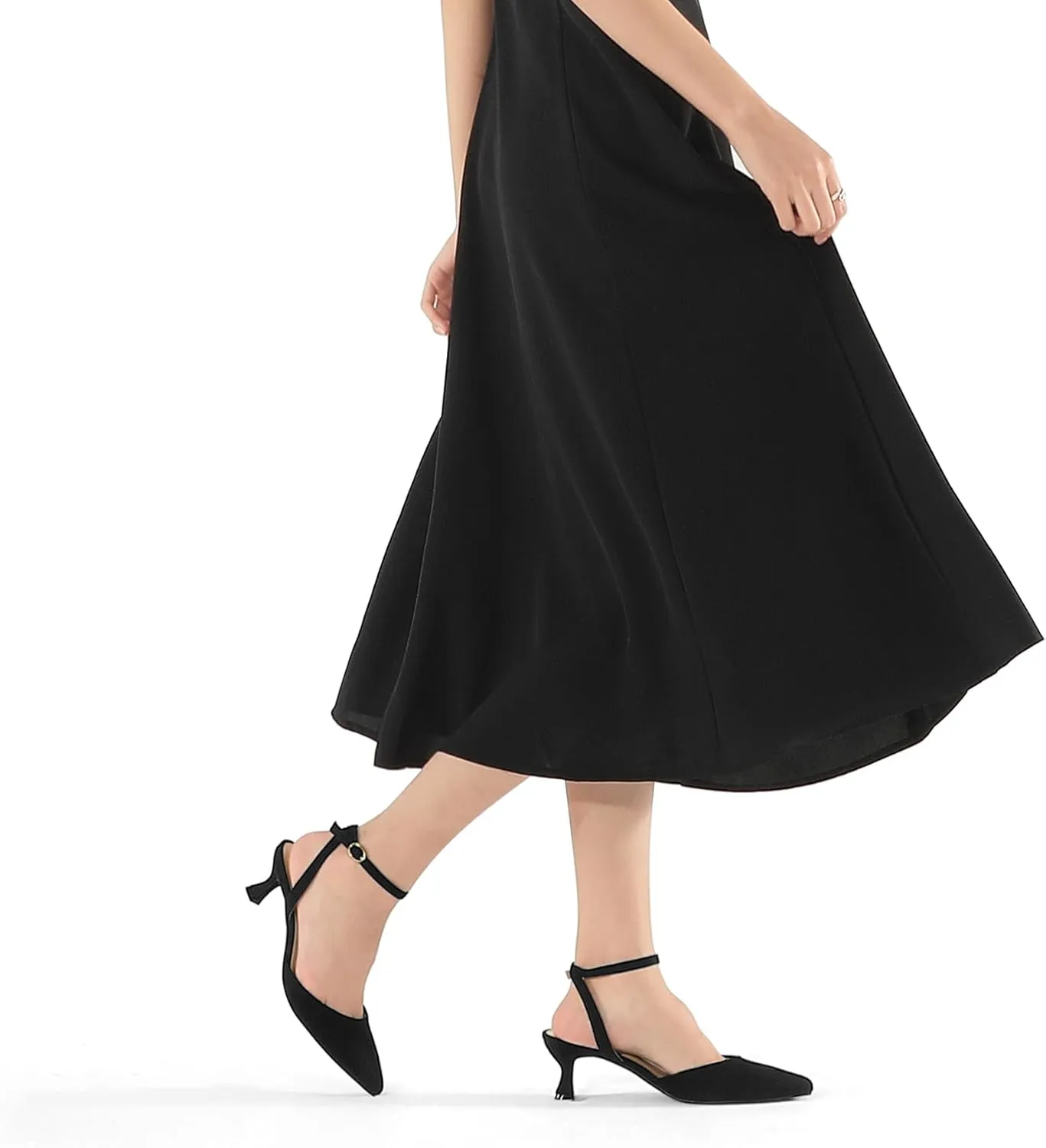 mysoft Women's Pumps Shoes Ankle Strap 2 Inch Kitten Heels Sexy Pointed Toe Wedding Party Dress Sandals
