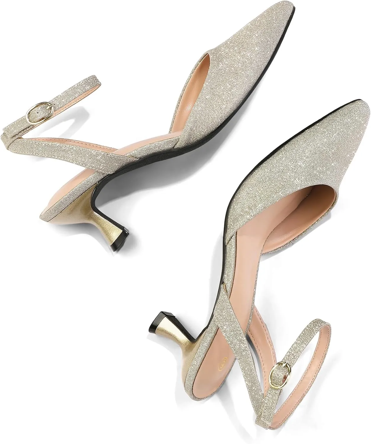 mysoft Women's Pumps Shoes Ankle Strap 2 Inch Kitten Heels Sexy Pointed Toe Wedding Party Dress Sandals