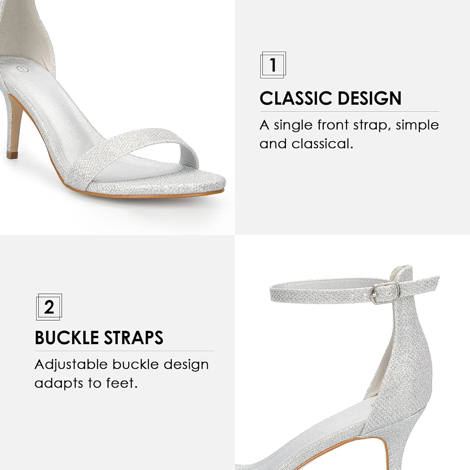 mysoft Women's Stilettos Classic Strappy Open Toe Pump Heel Sandals