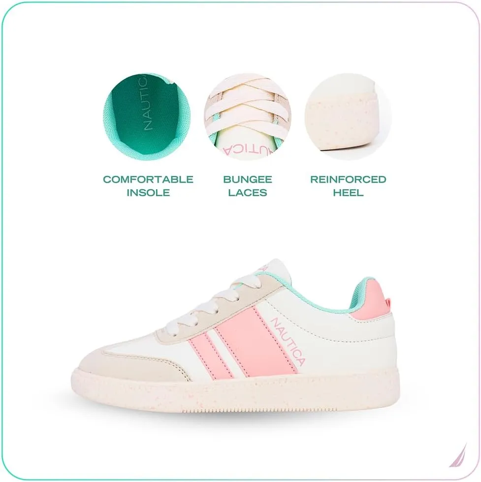 Nautica Boys Girls Casual Fashion Shoes – Comfortable Soccer Classic Walking Tennis Sneakers for Kids – Breathable, Lightweight & Flexible (Lace Up/Bungee) (Low-Top/High Top)