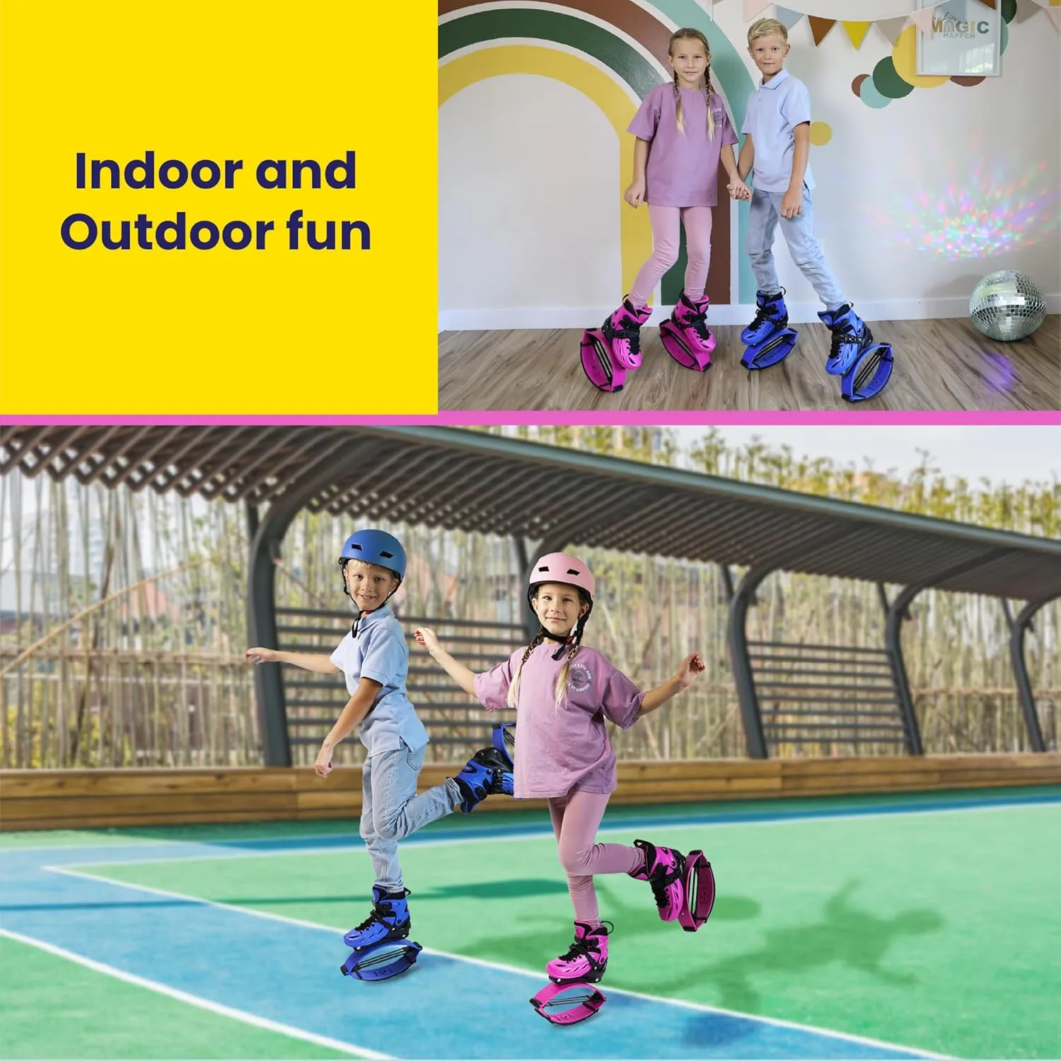 New Bounce Jumping Shoes for Kids - Premium Moon Shoes, Kangaroo Jumping Shoes, Safe and Adjustable Fit, Bouncing Shoes for Exercise and Fun