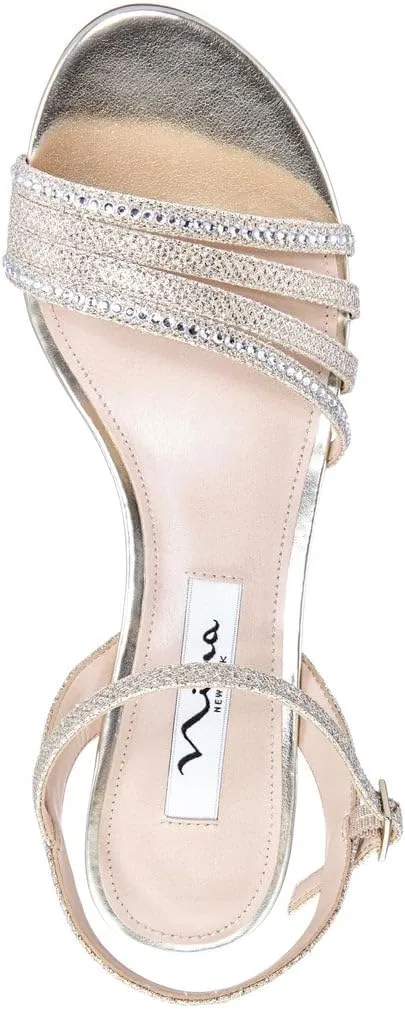 NINA Nelena - Women's Sparkling Dress Sandals with Crystal Embellishments Shoes - Elegant and Comfortable heeled Sandals for Women - Casual and Dress - Women Shoes