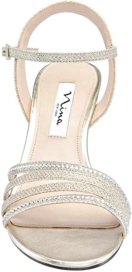 NINA Nelena - Women's Sparkling Dress Sandals with Crystal Embellishments Shoes - Elegant and Comfortable heeled Sandals for Women - Casual and Dress - Women Shoes