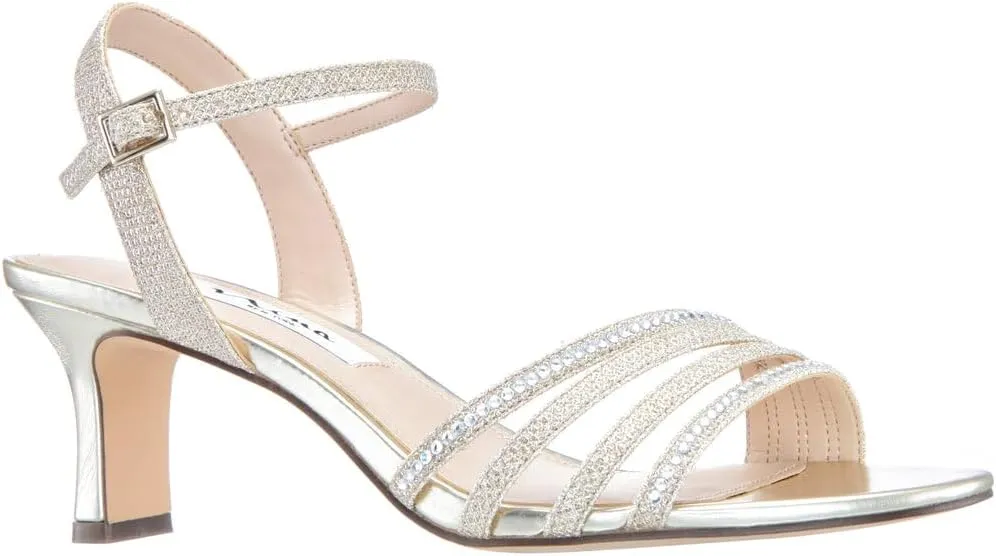 NINA Nelena - Women's Sparkling Dress Sandals with Crystal Embellishments Shoes - Elegant and Comfortable heeled Sandals for Women - Casual and Dress - Women Shoes