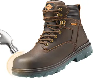 NINGO Steel Toe Work Boots for Men, Waterproof Work Boot with Puncture Proof, Oil & Slip Resistant, Comfortable Mens Construction Boots with EH Protection, Leather Shoes for Industrial