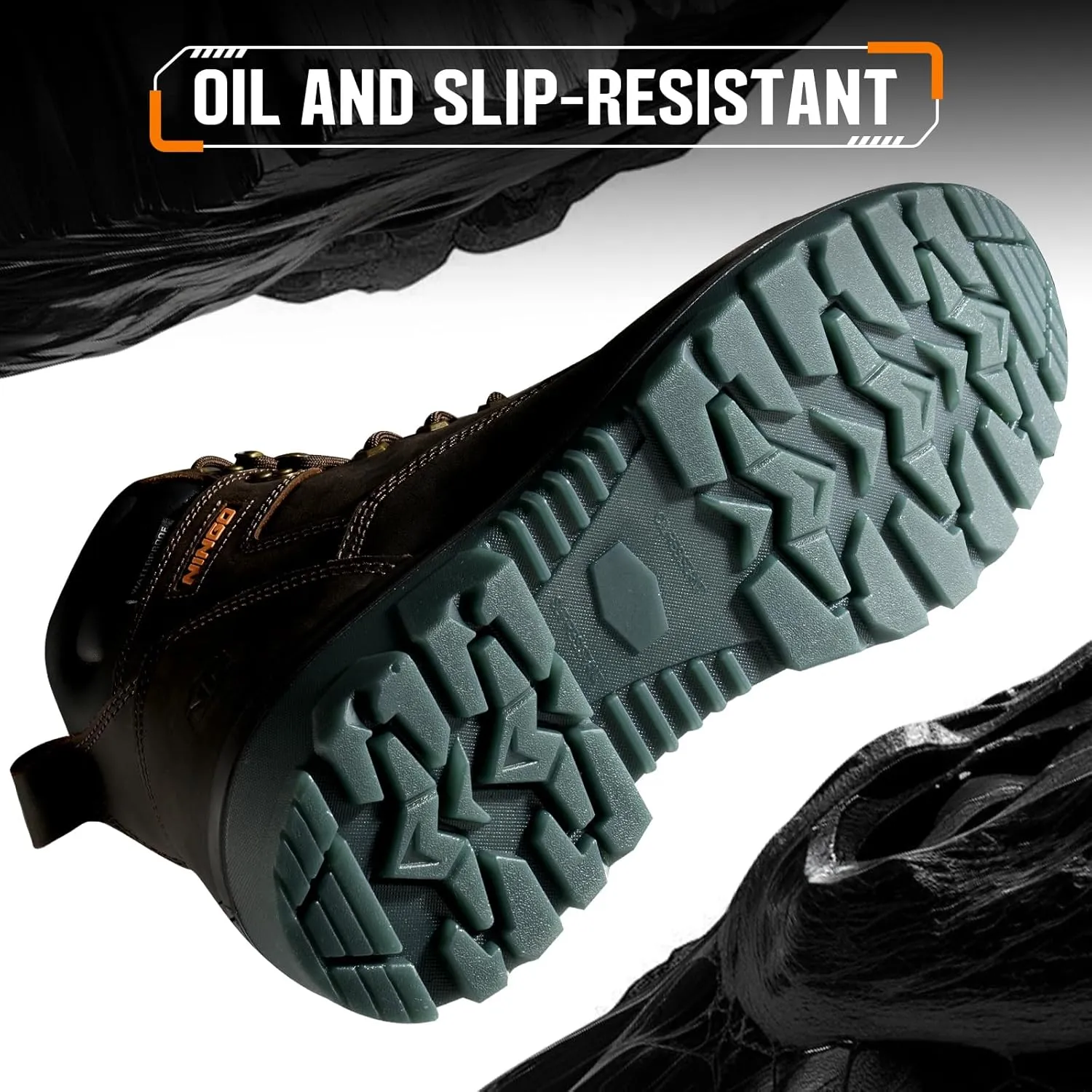 NINGO Work Boots for Men, Steel Toe Waterproof Boots with Puncture Proof, Oil & Slip Resistant, Comfortable Mens Construction Boot with EH Protection, Leather Shoes for Industrial