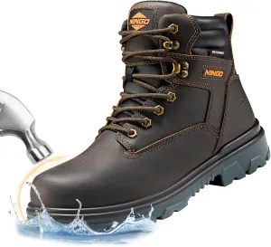 NINGO Work Boots for Men, Steel Toe Waterproof Boots with Puncture Proof, Oil & Slip Resistant, Comfortable Mens Construction Boot with EH Protection, Leather Shoes for Industrial