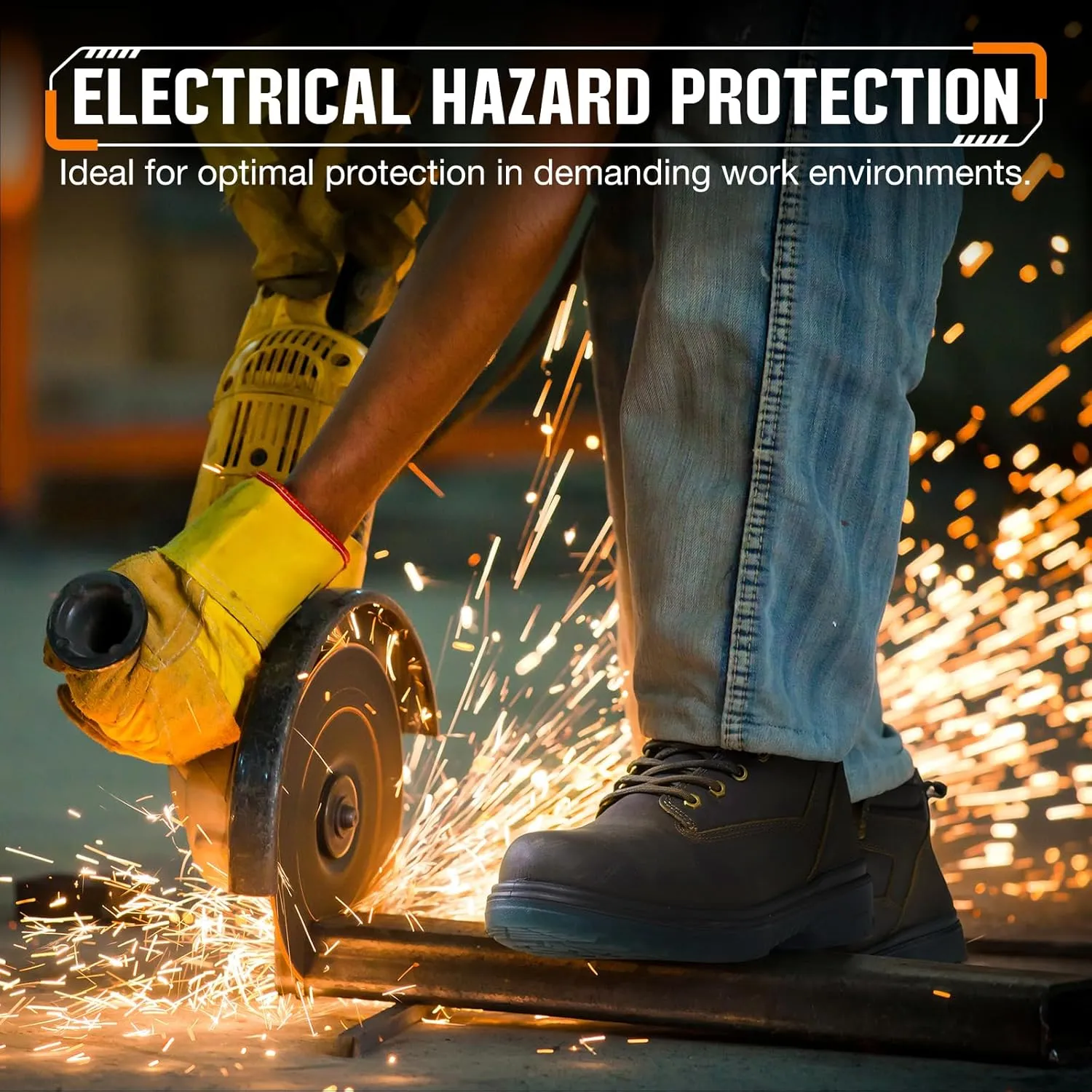 NINGO Work Boots for Men, Steel Toe Waterproof Boots with Puncture Proof, Oil & Slip Resistant, Comfortable Mens Construction Boot with EH Protection, Leather Shoes for Industrial