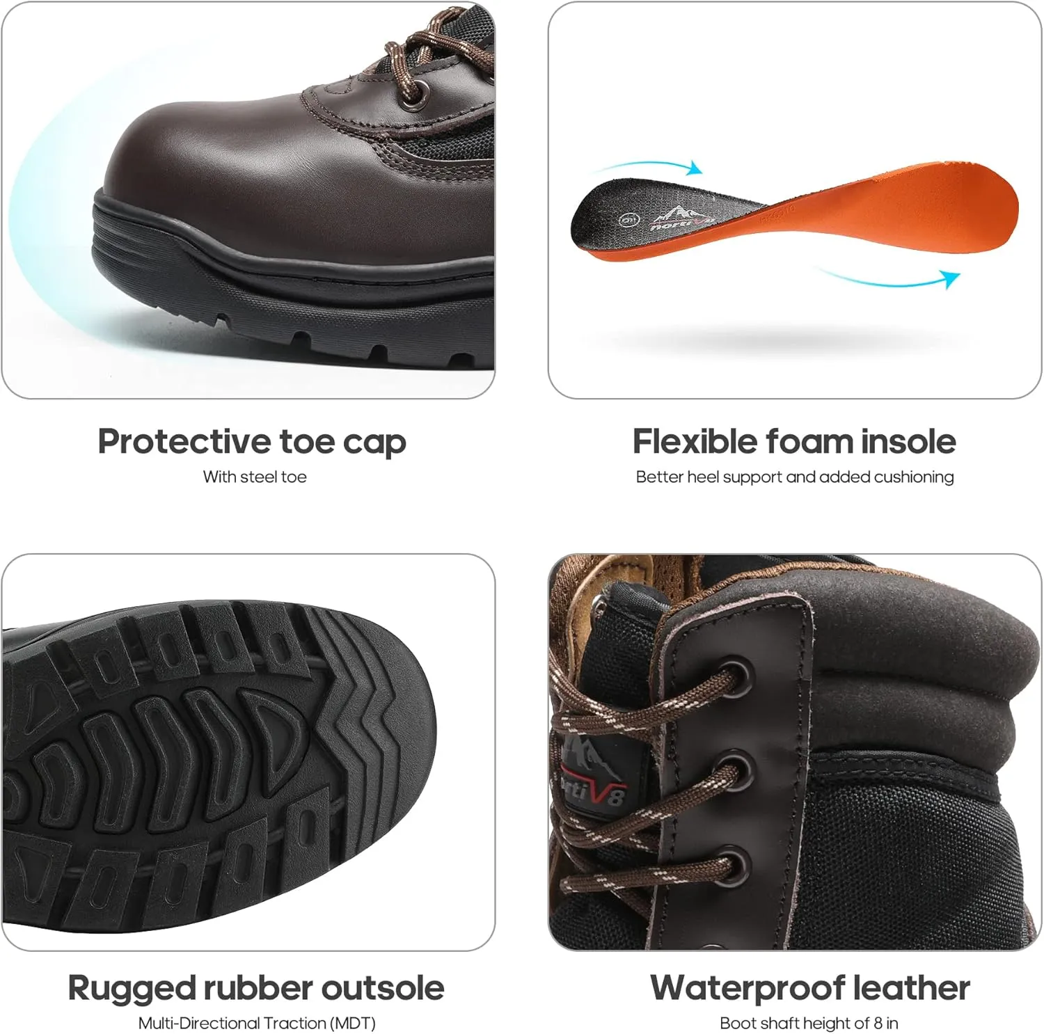 NORTIV 8 Steel Toe Boots for Men Safety Industrial & Construction Military Work Boots Slip Resistant ASTM F2413-18, TROOPER-STL