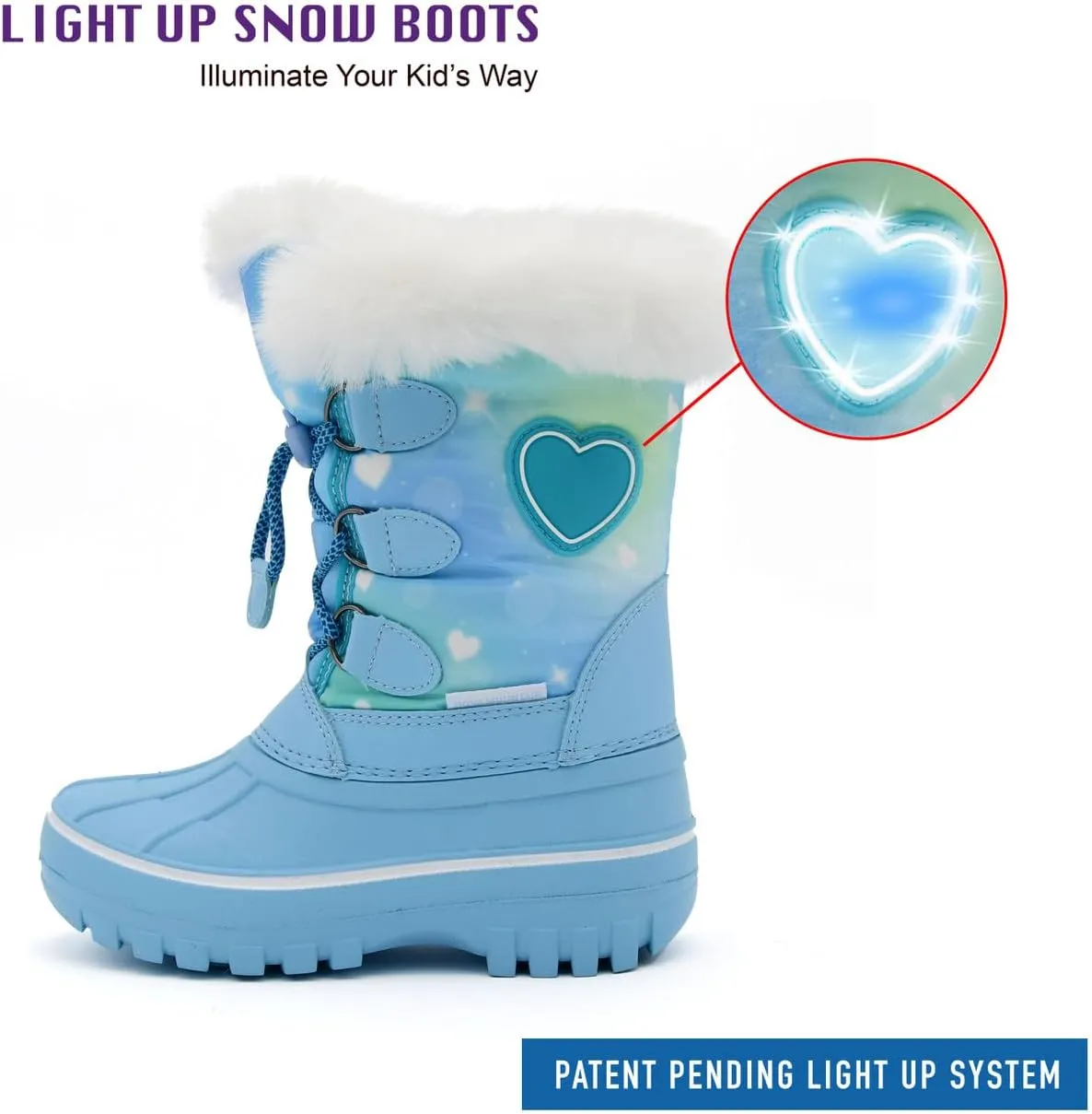 Nova Mountain Light Up Boots Boys Girls Little Kids Winter Snow Boots