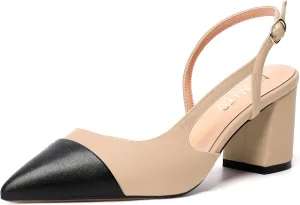 NUMALEO Womens Party Patent Buckle Ankle Strap Fashion Pointed Toe Chunky Mid Heel Pumps Shoes 2.5 Inch