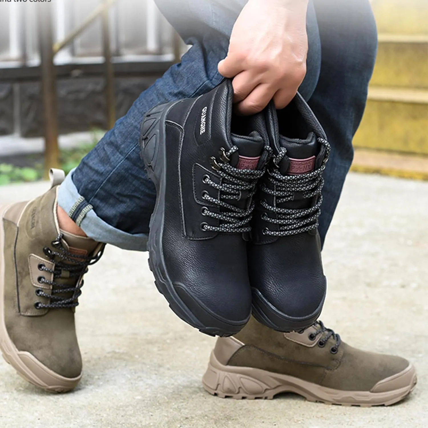 Nutropa Steel Toe Boots for Men Women, Lightweight Work & Safety Shoes Outdoor Protection Footwear Puncture Proof Industrial and Construction Shoes