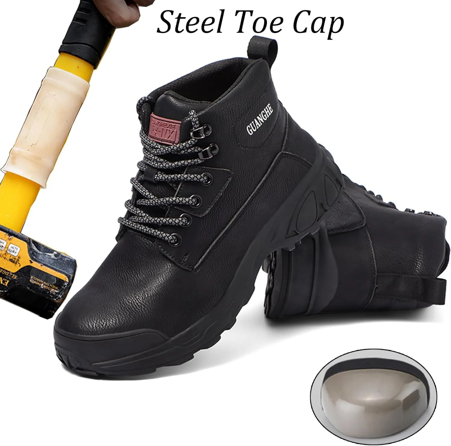 Nutropa Steel Toe Boots for Men Women, Lightweight Work & Safety Shoes Outdoor Protection Footwear Puncture Proof Industrial and Construction Shoes