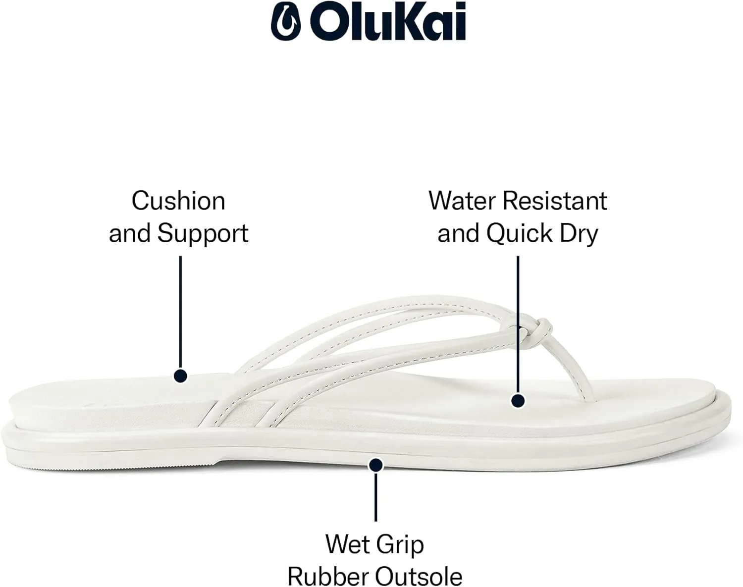 OLUKAI Aka Women's Beach Sandals, Water-Friendly Flip-Flop Slides, All-Day Comfort & Support, Stylish & Vibrant Colors
