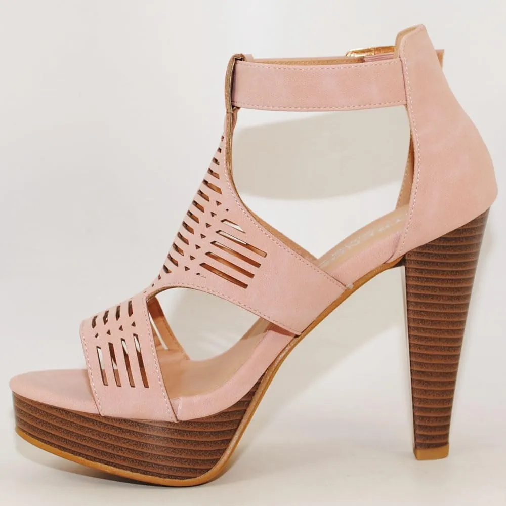 Open Toe Ankle Strap Sandal – Western Bootie Stacked Heel Open Toe Cutout Shoes