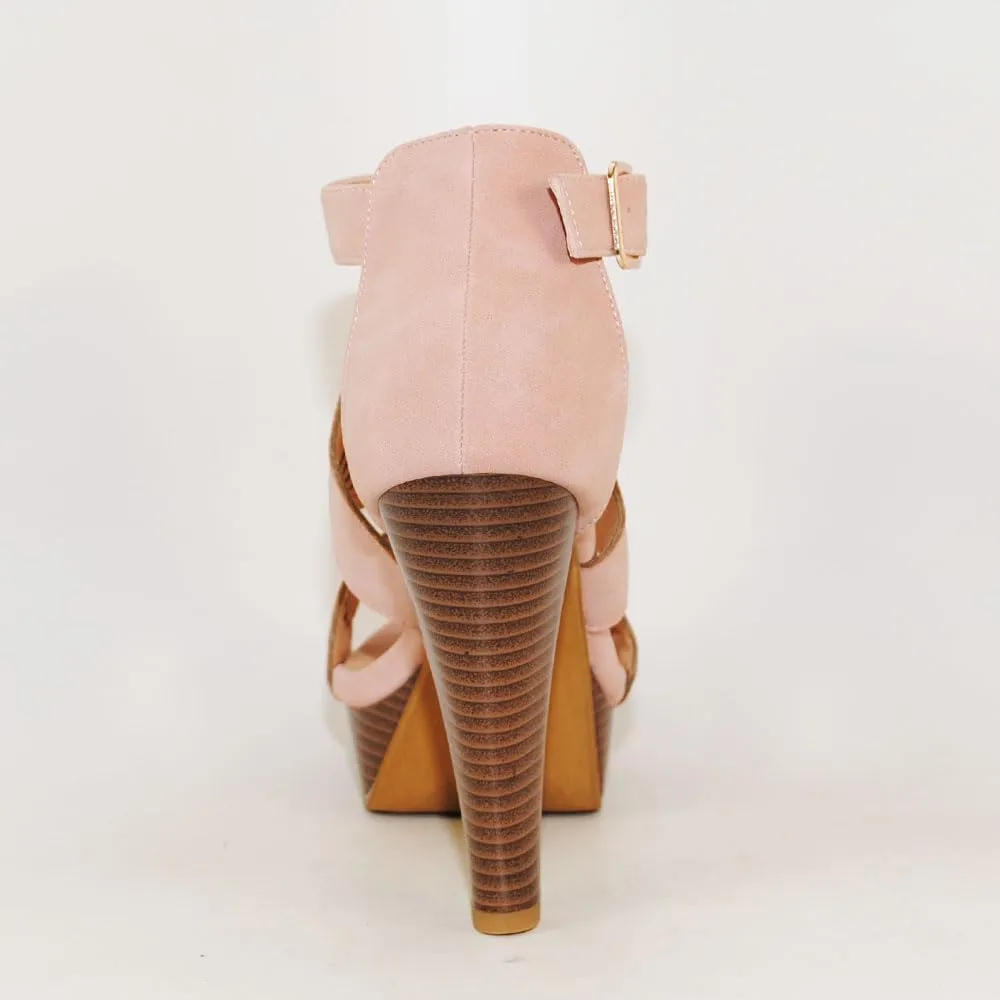 Open Toe Ankle Strap Sandal – Western Bootie Stacked Heel Open Toe Cutout Shoes